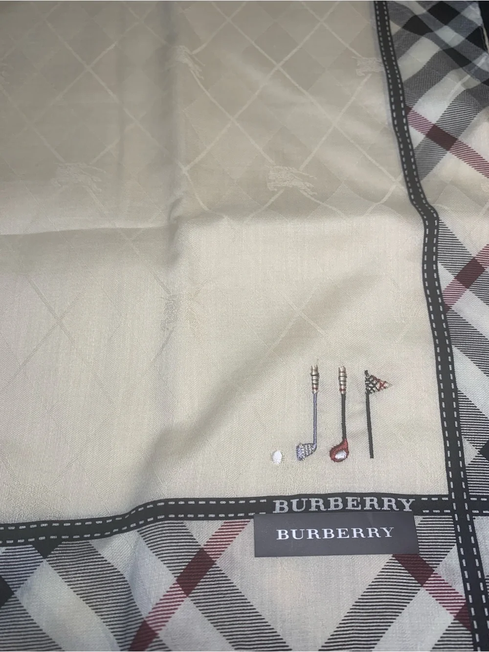 Burberry Plaid Handkerchief in Cream, Black & Red